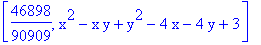 [46898/90909, x^2-x*y+y^2-4*x-4*y+3]